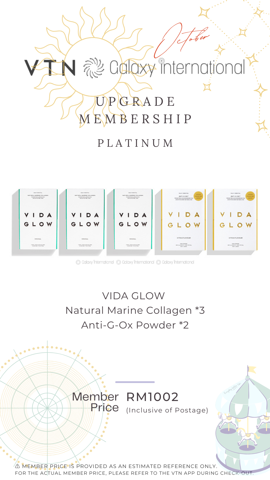 Vida Glow Marine Collagen x 3 + Anti-G Ox Powder x 2 (OCT)