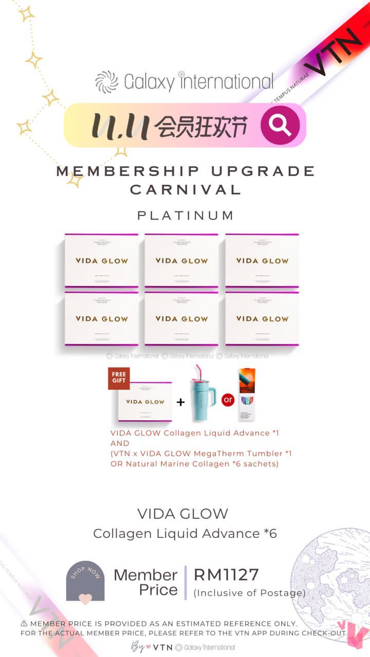 Vida Glow Collagen Liquid Advance x 6 Boxes (NOV)