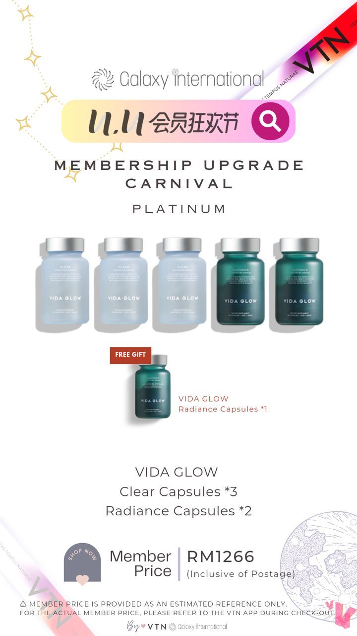 Vida Glow Clear Capsules x 3 + Radiance Capsules x 2 (NOV)