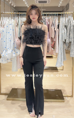 Blinton Fur Spaghetti Straps Top