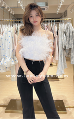 Blinton Fur Spaghetti Straps Top